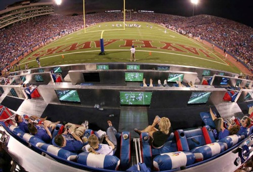 University of Kansas’ Memorial Stadium for Jayhawks football. HD programming is streamed to premium seating. Photography provided by and copyright of the University of Kansas.
